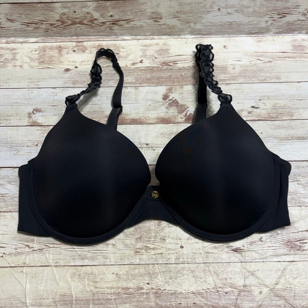 Natori Underwire Bra Padded Black Size 36C Lace Straps